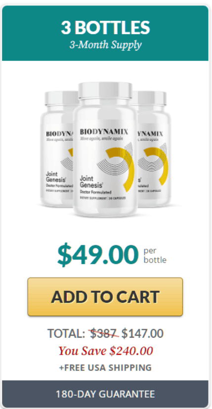 “Joint Genesis bottle – advanced joint health formula for flexibility”