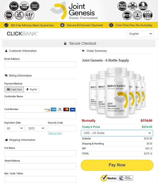 “Joint Genesis official site formula for reducing stiffness and pain”